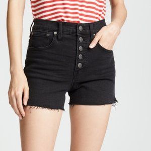Madewell High-Rise Denim Boyshorts in Faded Black